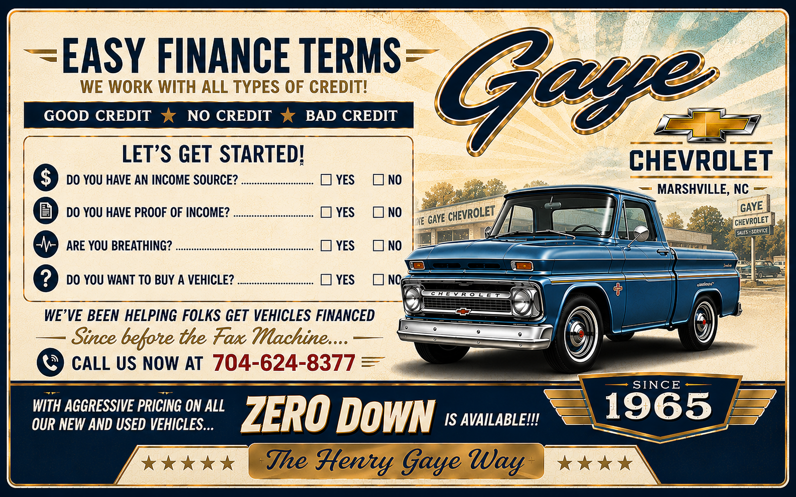 Easy Finance Terms at Gaye Chevrolet Inc in Marshville NC